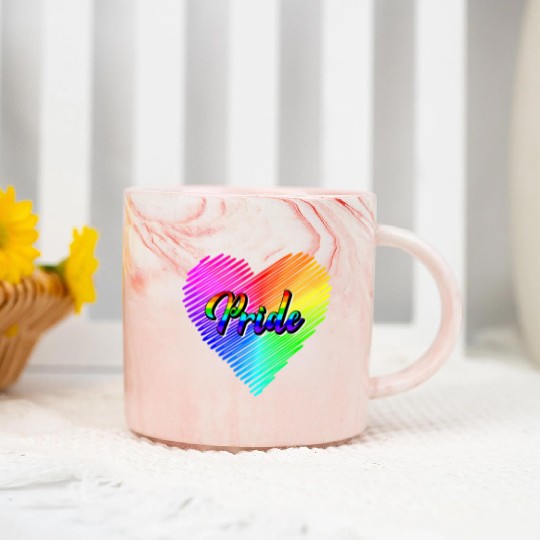 Cute Pride Heart Lgbtq Lesbian Rainbow Apparel Gay Marble Mugs