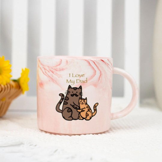 I Love My Dad Cute Meow Marble Mugs