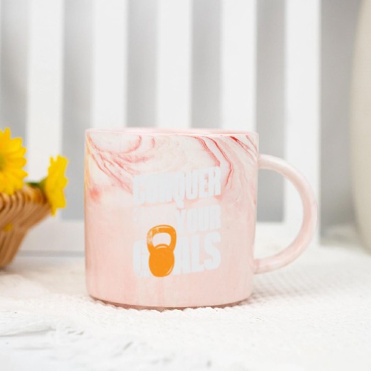 Conquer Your Goals Exercise Gym Lover Marble Mugs