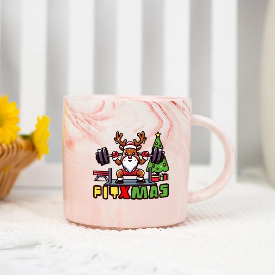 fit xmass, funny christmas reindeer Marble Mugs