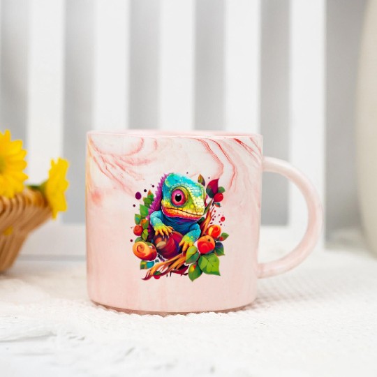 Cute Chameleon for Lizard Pet Lover Marble Mugs