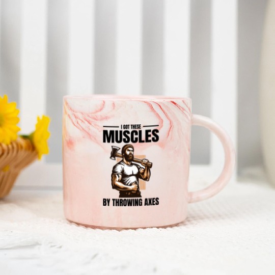 Muscle-Forged Mastery: Lumberjack's Axe Throwing Marble Mugs