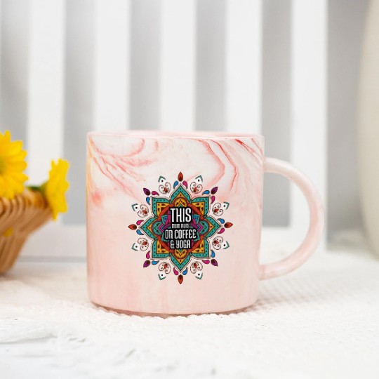 This Mom Runs On Coffee And Yoga Marble Mugs