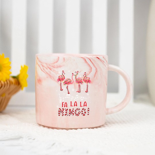 Candy Cane Flamingoes Fa La La Mingo Flamingo Marble Mugs