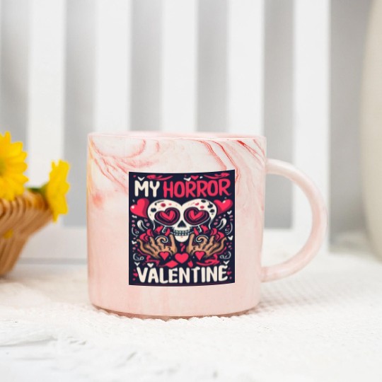 My Horror Valentine Skull Heart Marble Mugs