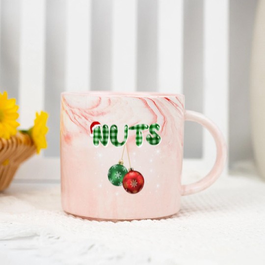 Chest Nuts Christmas Funny Couple Matching Marble Mugs