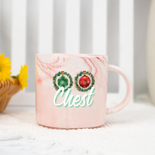 Chest Nuts Christmas Couple Funny Matching Marble Mugs