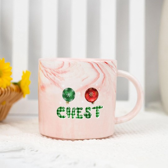 Chest Nuts Christmas Couple Funny Matching Marble Mugs