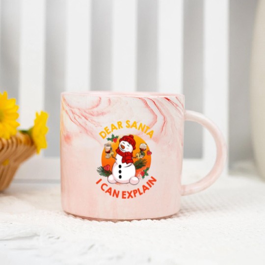 Schneemann Dear Santa I can Explain Funny Marble Mugs