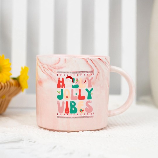 Holly Jolly Vibes Marble Mugs