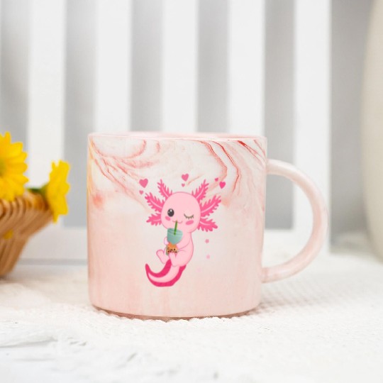 Boba Tea Bubble Tea Milk Tea Axolotl Marble Mugs