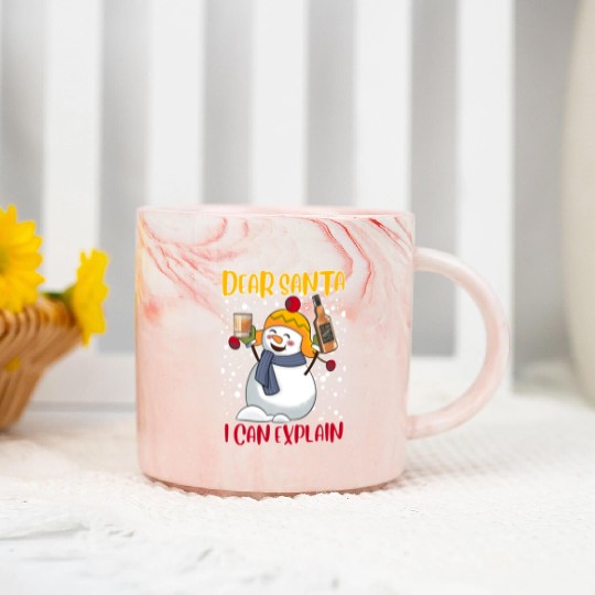 Snowman Dear Santa I can Explain Funny Marble Mugs