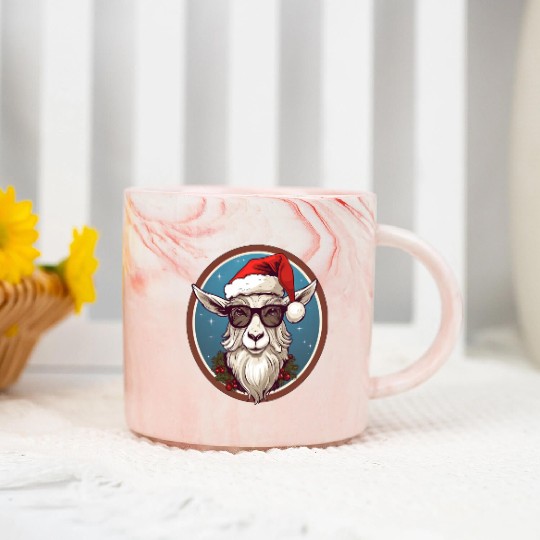 Goat Christmas Marble Mugs