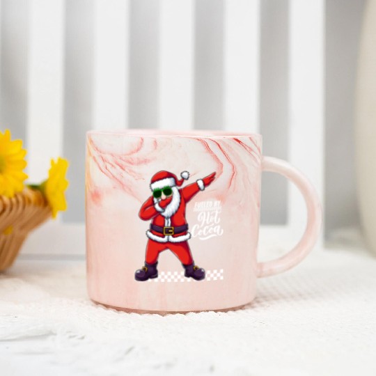 Fueled by Hot Cocoa, dabbing Santa Marble Mugs