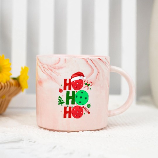 Pickleball Ho Ho Ho Holiday Merry Christmas Marble Mugs