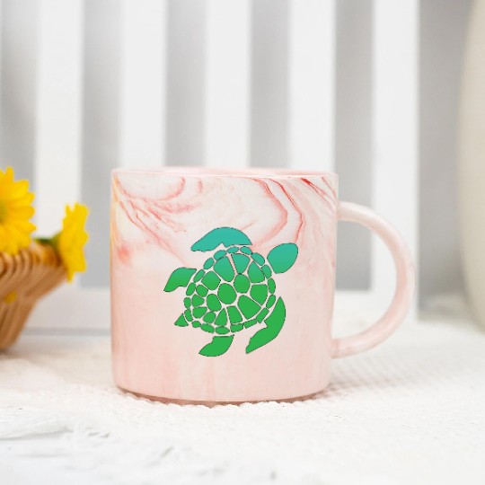 Green Sea Turtle Ocean Swimming Marble Mugs