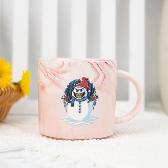 frosty snowman creepy Marble Mugs