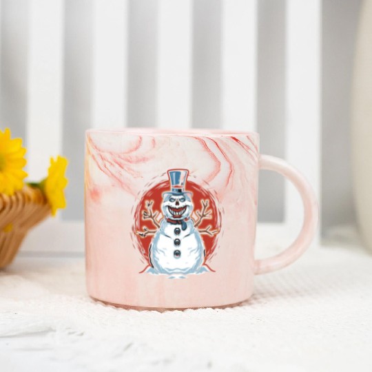 frosty snowman creepy Marble Mugs
