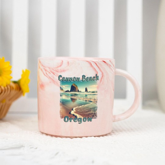 Cannon Beach, Oregon, USA - Relaxing Seaside Marble Mugs