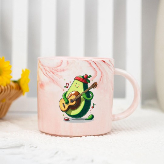 Avocado playing guitar Marble Mugs