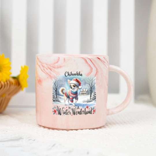 Chihuahua In a Winter Wonderland Marble Mugs