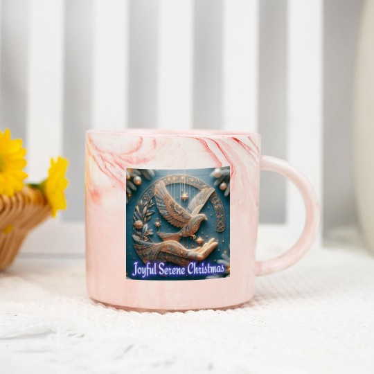 Joyful Serene Christmas. Marble Mugs