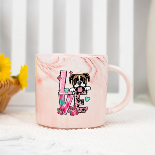 Boxer Dog I Love My Dog Valentines Day Marble Mugs