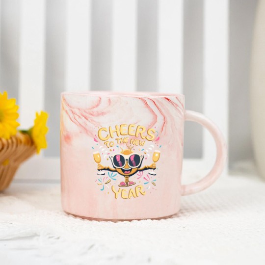 NYE Festive Cheers To The New Year Traditional Marble Mugs