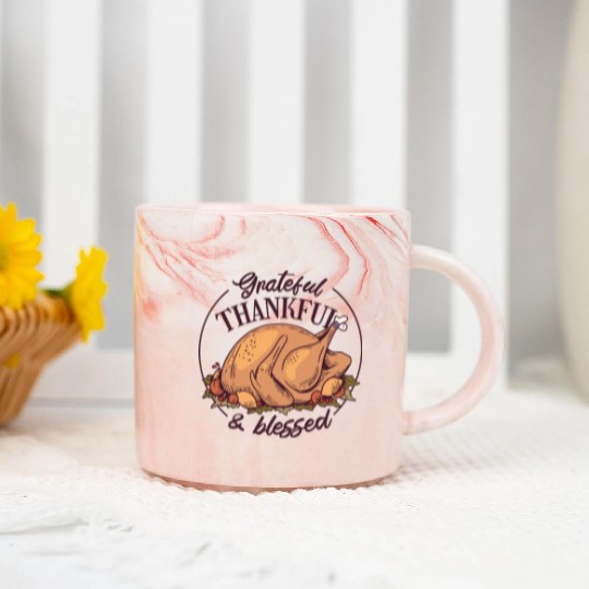 Grateful, Thankful and Blessed Marble Mugs