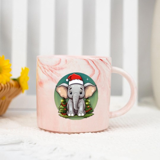 Elephant Christmas Marble Mugs