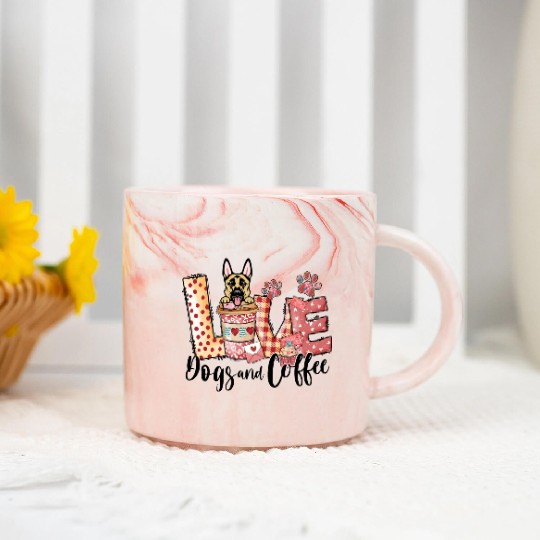 Belgian Malinois Dog Coffee Lover Dog Mom Valentin Marble Mugs