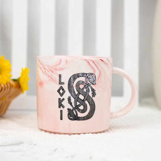 Loki's Symbol The Serpent Marble Mugs Thor Mjolnir Valknut