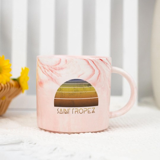 Retro Saint Tropez Sunset Vacation Souvenir Marble Mugs