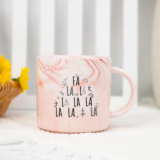 Fa La La La Christmas Song Design Marble Mugs