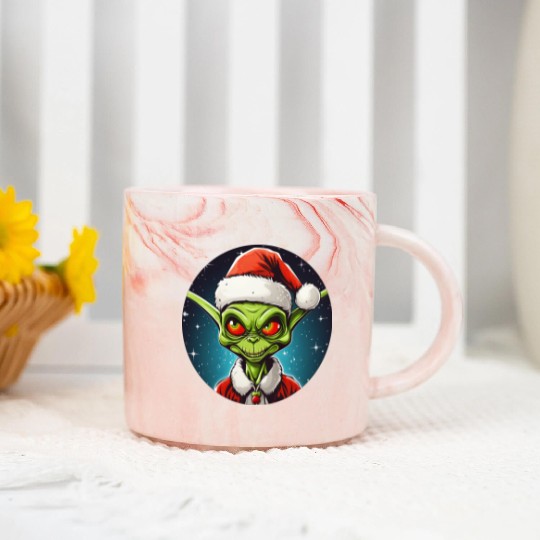 Alien Christmas Marble Mugs