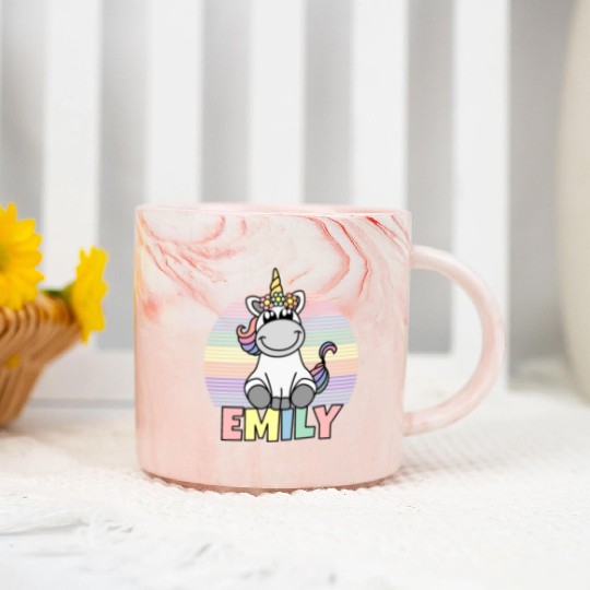 Emily Name Unicorn Marble Mugs