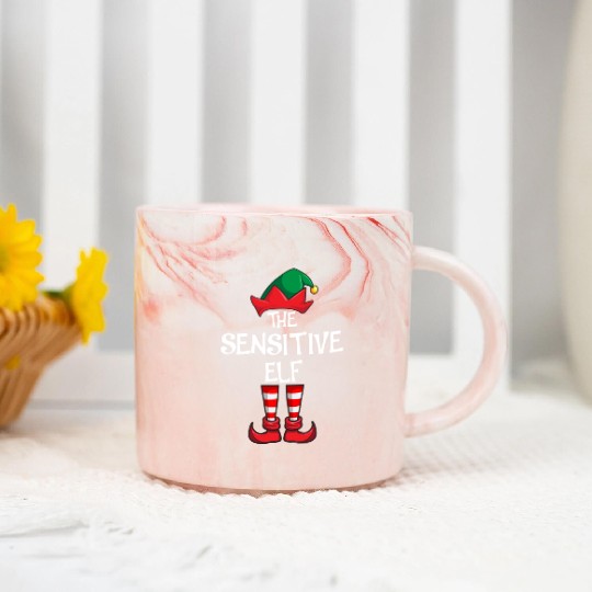 Sensitive Elf Matching Family Christmas Marble Mugs