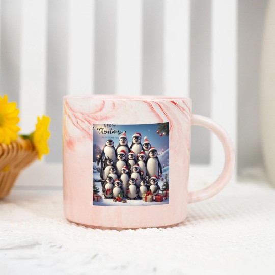 Christmas penguins Marble Mugs