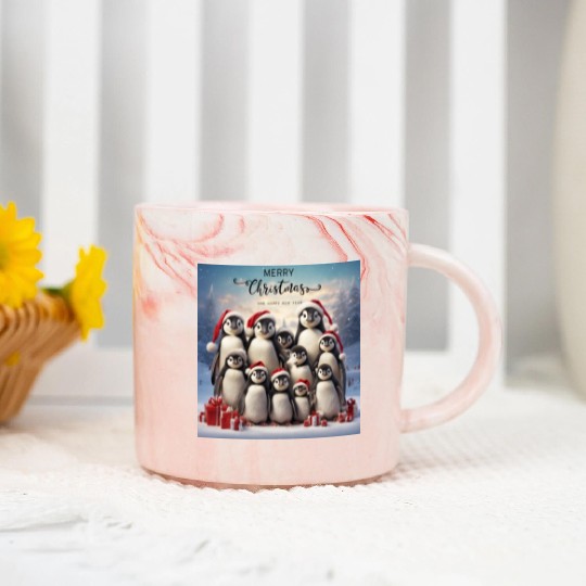 Christmas funny penguins Marble Mugs