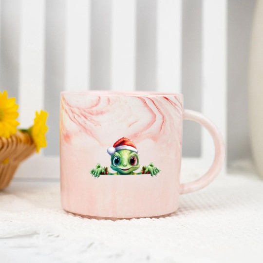Winter Frog in a Santa Hat Marble Mugs
