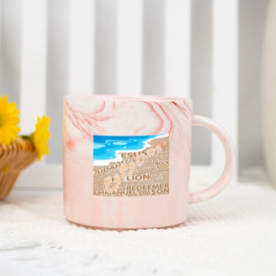 Faithful Steps in Sand Jesus Marble Mugs