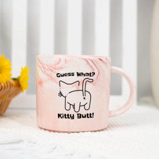 Guess What Kitty Butt Cat Owner Cat Lover Cute Cat Marble Mugs
