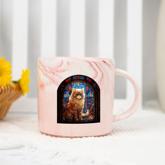 Persian cat in stained glass Marble Mugs