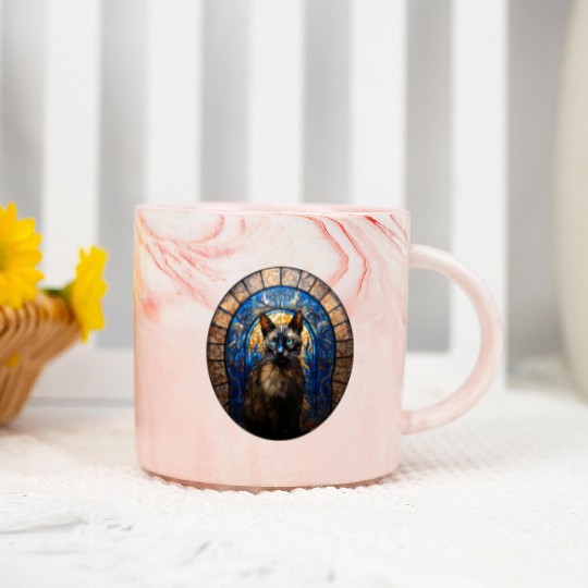 Siamese cat in stained glass Marble Mugs