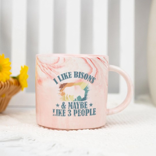 I Like Bisons and Maybe Like 3 People Marble Mugs