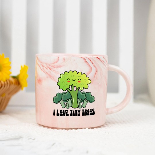 Broccoli I Love Tiny Trees Marble Mugs