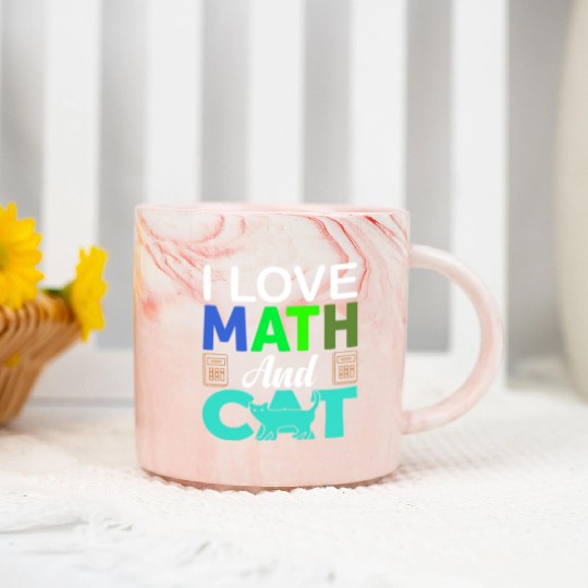 I Love Math And Cats lover Marble Mugs