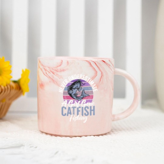 Never Underestimate A Girl Gone Catfish Fishing Marble Mugs