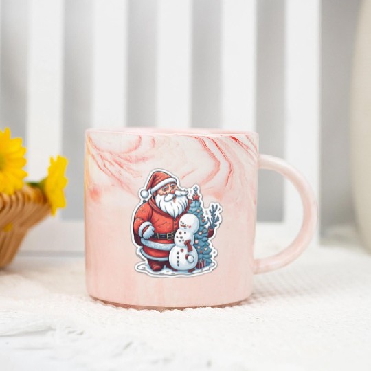 Cheerful Holidays Await: Explore Our Santa Marble Mugs