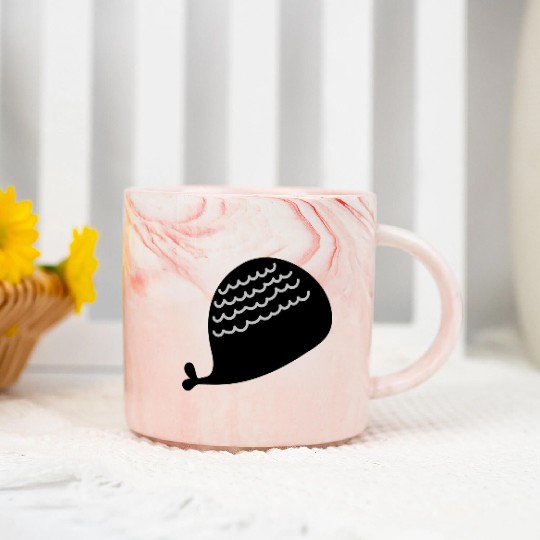 Lonely Black Whale In The Ocean Marble Mugs